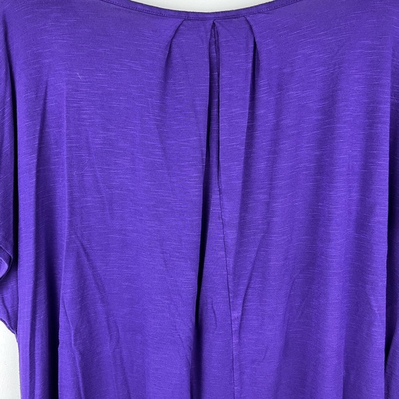 Lane Bryant Swing Tee Solid Purple Short Sleeve Stretch V-neck Business Office - Picture 6 of 9